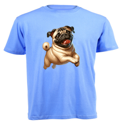 0039) Happy Pug - Unisex Short-sleeve T-shirt - 180g Thumbnail