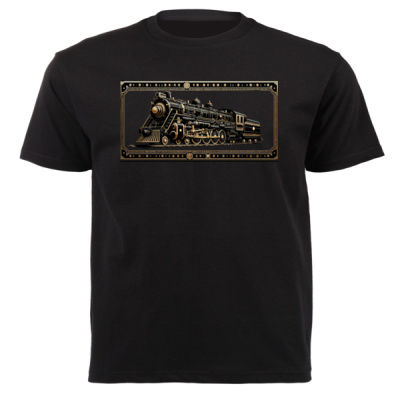 Retro Steam Train 0.1 Black & Gold Decor Series - Unisex Short-sleeve T-shirt - 180g Thumbnail