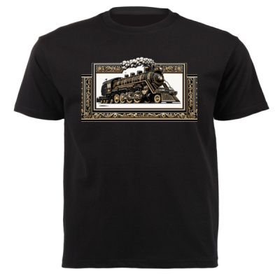 Retro Steam Train 0.2 Black & Gold Decor Series - Unisex Short-sleeve T-shirt - 180g Thumbnail