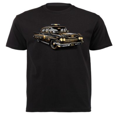 Retro Police Car 0.1 Black & Gold Decor - Unisex Short-sleeve T-shirt - 180g Thumbnail