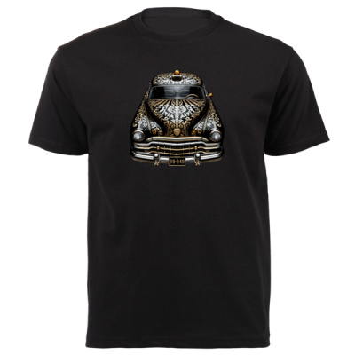 Retro Police Car 0.2 Black & Gold Decor - Unisex Platinum Short-sleeve T-shirt Thumbnail