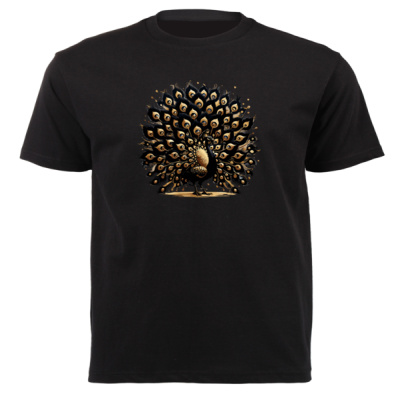 Peacock 0.1 Black and Gold Decor - Unisex Short-sleeve T-shirt - 180g Thumbnail