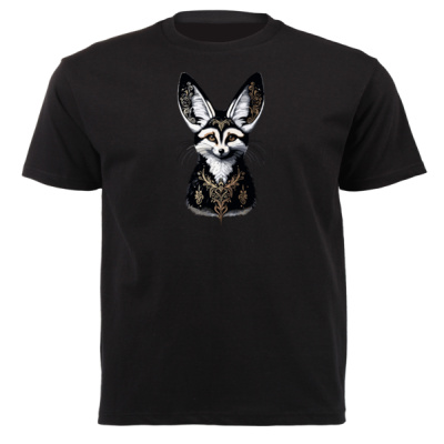 Fennec Fox - Black and Gold Decor - Unisex Short-sleeve T-shirt - 180g Thumbnail