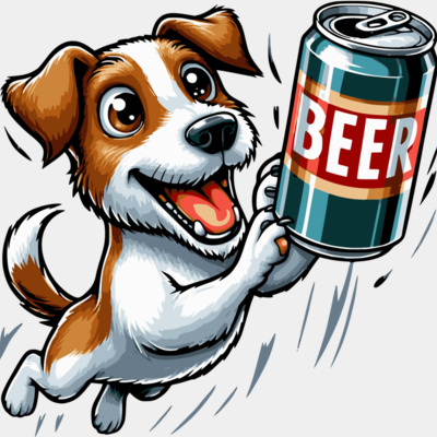 Happy Jack Russel Pup With a Beer Thumbnail