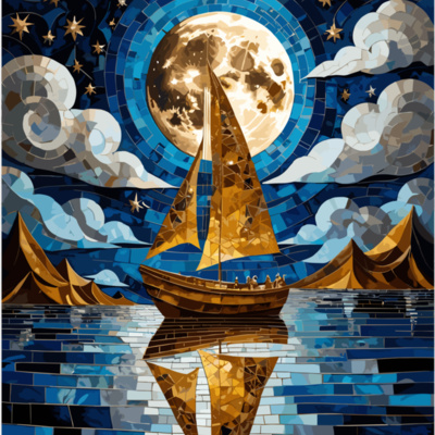 Stained Glass Boat Scene Thumbnail