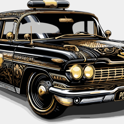 Retro Police Car 0.1 Black & Gold Decor Thumbnail