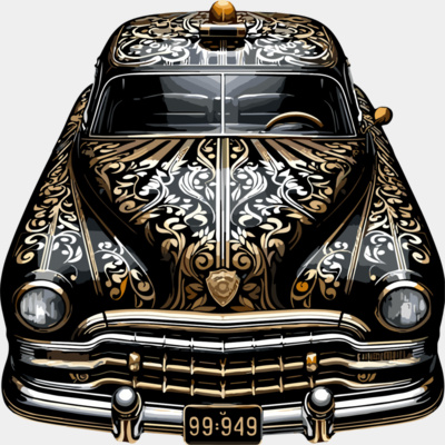 Retro Police Car 0.2 Black & Gold Decor Thumbnail