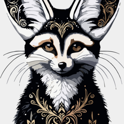 Fennec Fox - Black and Gold Decor Thumbnail